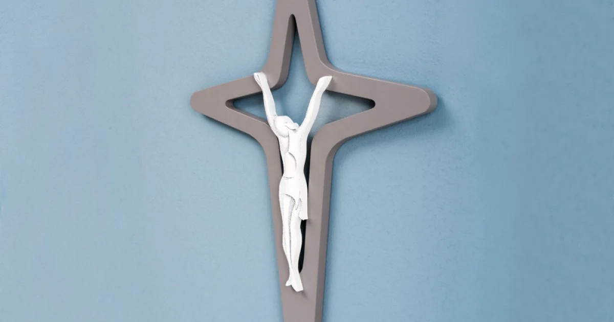 Crocifisso di Christo Bianco e Grigio Inciso a Laser Made in Italy - Teresa