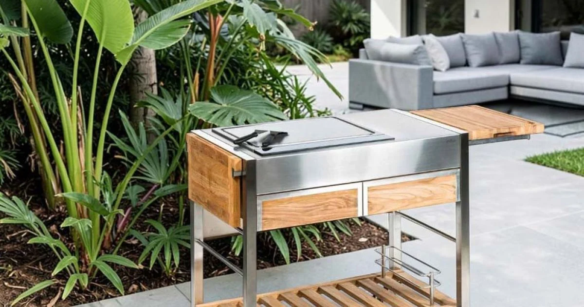 Cucina su Ruote da Esterno in Acciaio e Legno con Teppanyaki - Buoncalliope