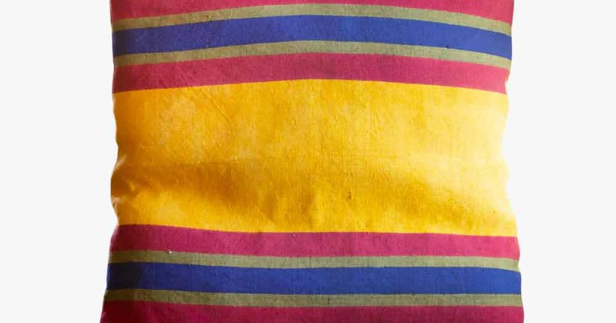 Cuscino d'Artigianato Italiano Realizzato in Canapa Pezzo Unico Dipinto a Mano