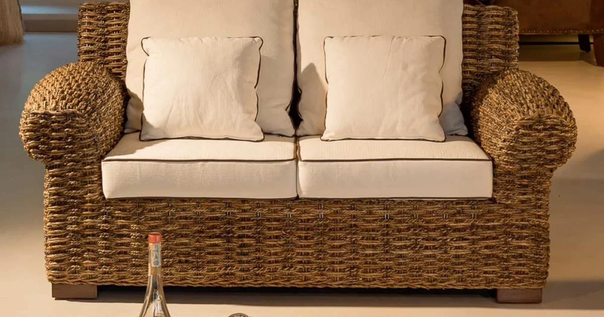 Divano 2 o 3 Posti Outdoor in Abaca con Cuscini – Lagertha
