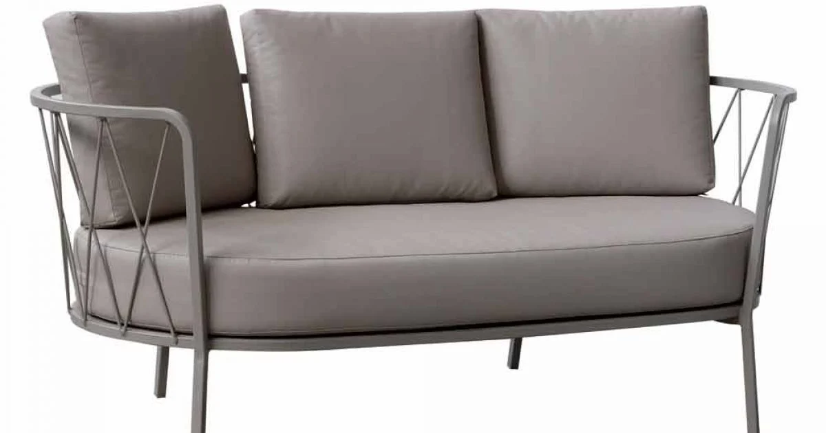 Divano 2 Posti da Esterno in Metallo e Tessuto con Cuscini Made in Italy - Olma