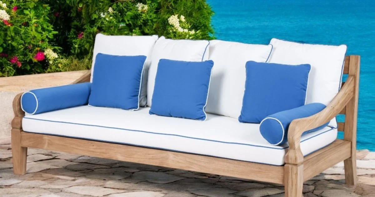 Divano 3 Posti da Giardino in Teak Naturale Spazzolato - Artes
