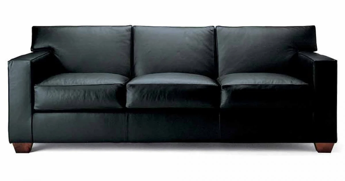 Divano 3 Posti Rivestito in Pelle con Piedi in Noce Made in Italy - Alessandria