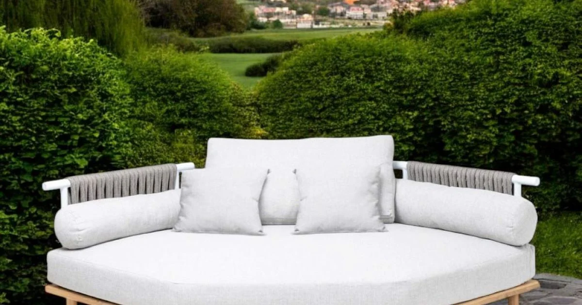 Divano Angolare Esagonale da Giardino in Teak e Corda - Bellatrix