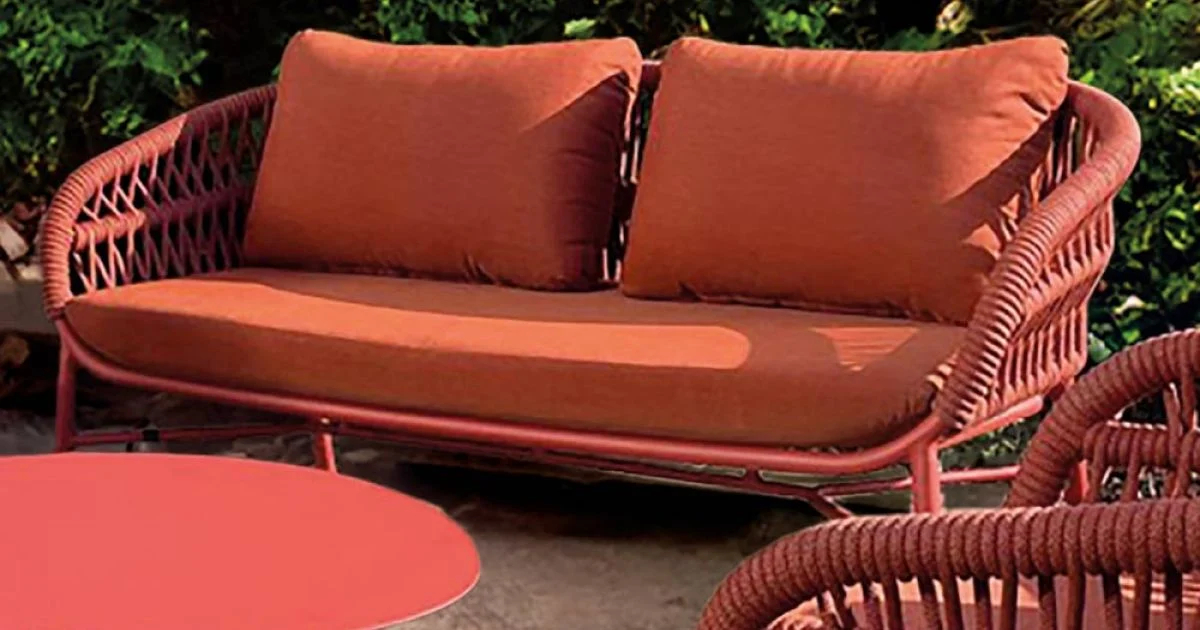 Divano da Giardino in Alluminio, Corda e Tessuto Marsala o Bianco - Brise