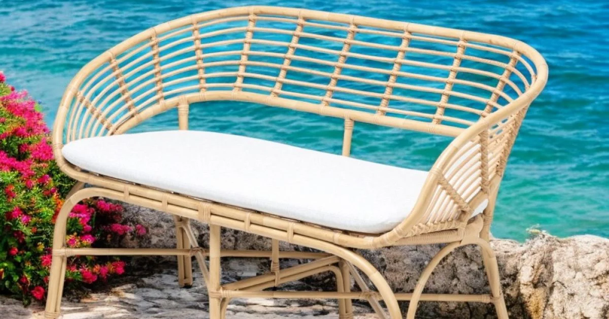 Divano da Giardino in Alluminio e Intreccio in Polyrattan e Cuscino - Ellide
