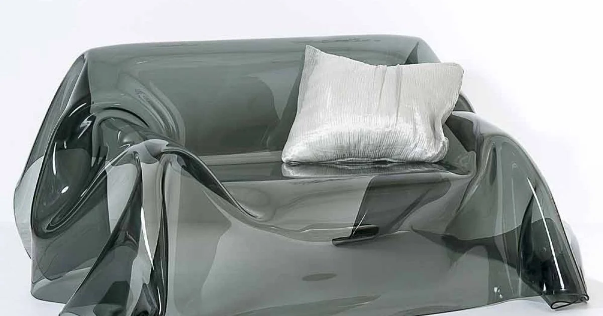 Divano dal design moderno in plexiglass fumè Jolly, made in Italy