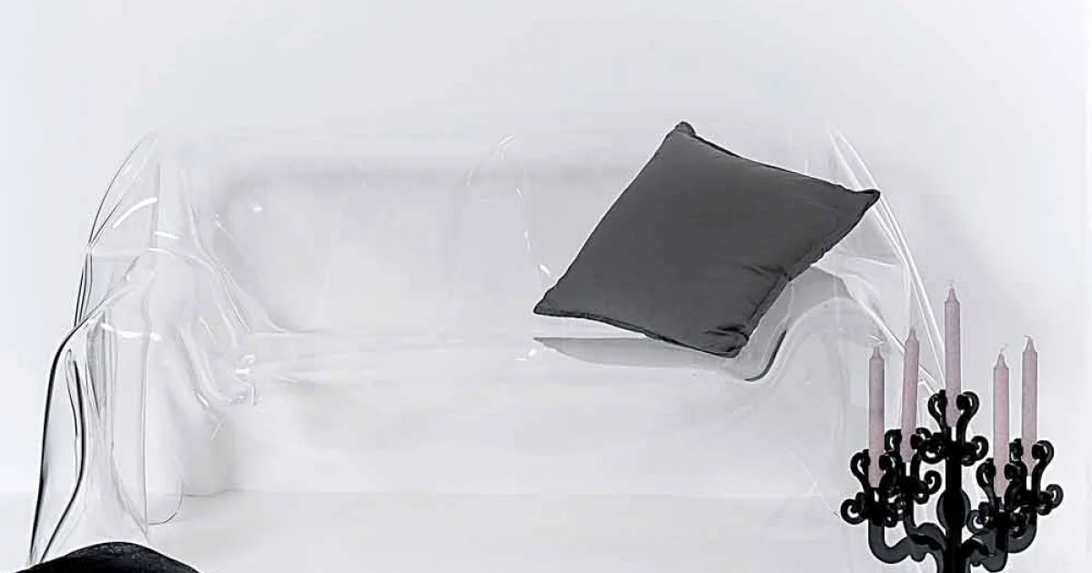 Divano design moderno in plexiglass trasparente Jolly, made in Italy