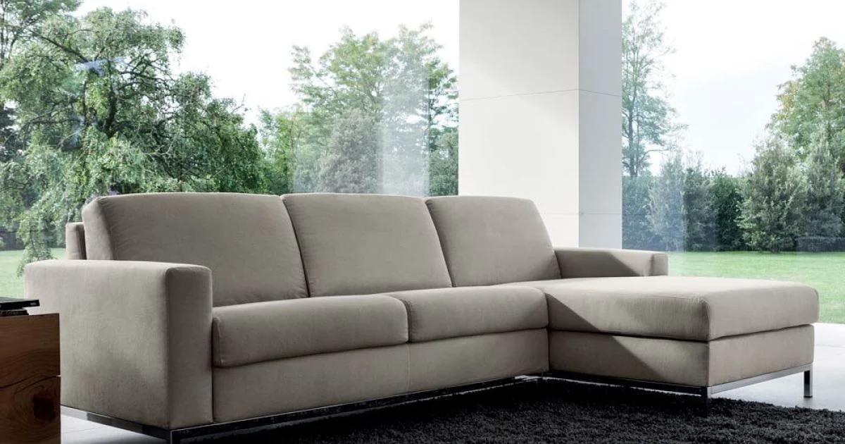 Divano Letto con Penisola in Metallo e Poliuretano Made in Italy - Folle