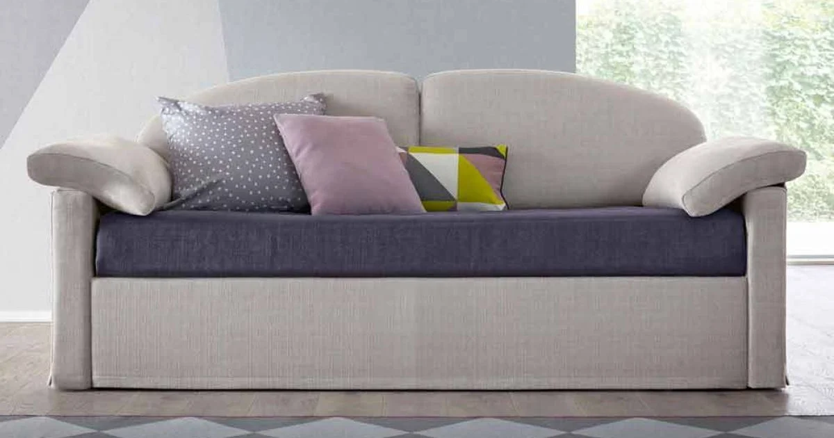 Divano Letto Singolo con Contenitore Rivestito in Tessuto Made in Italy - Kayla