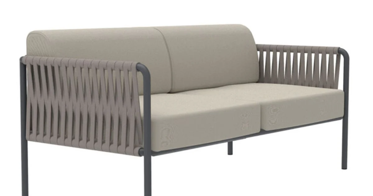 Divano Outdoor in Acciaio e Corda Varie Misure con Cuscini Made in Italy – Helga