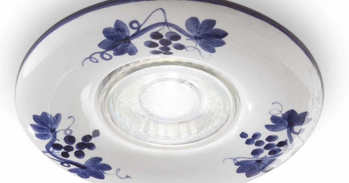 Faretto a Incasso Rotondo in Ceramica Vintage Decorata a Mano - Pescara