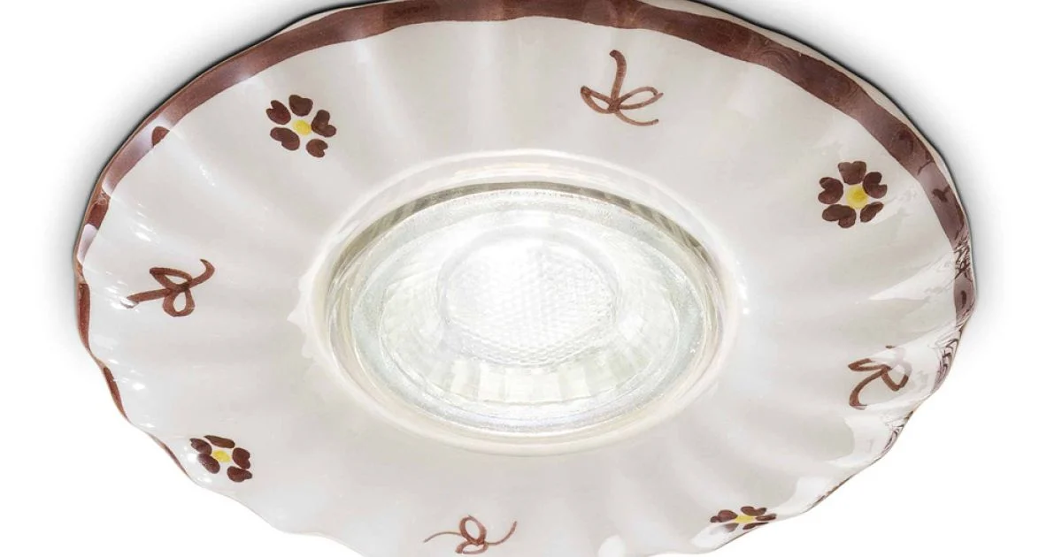 Faretto da incasso tondo in ceramica decorato Ferroluce Pescara