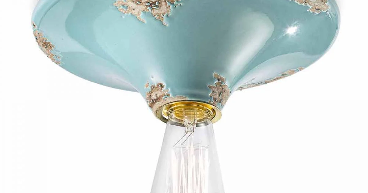 Faretto vintage da soffitto artigianale in ceramica Erica Ferroluce