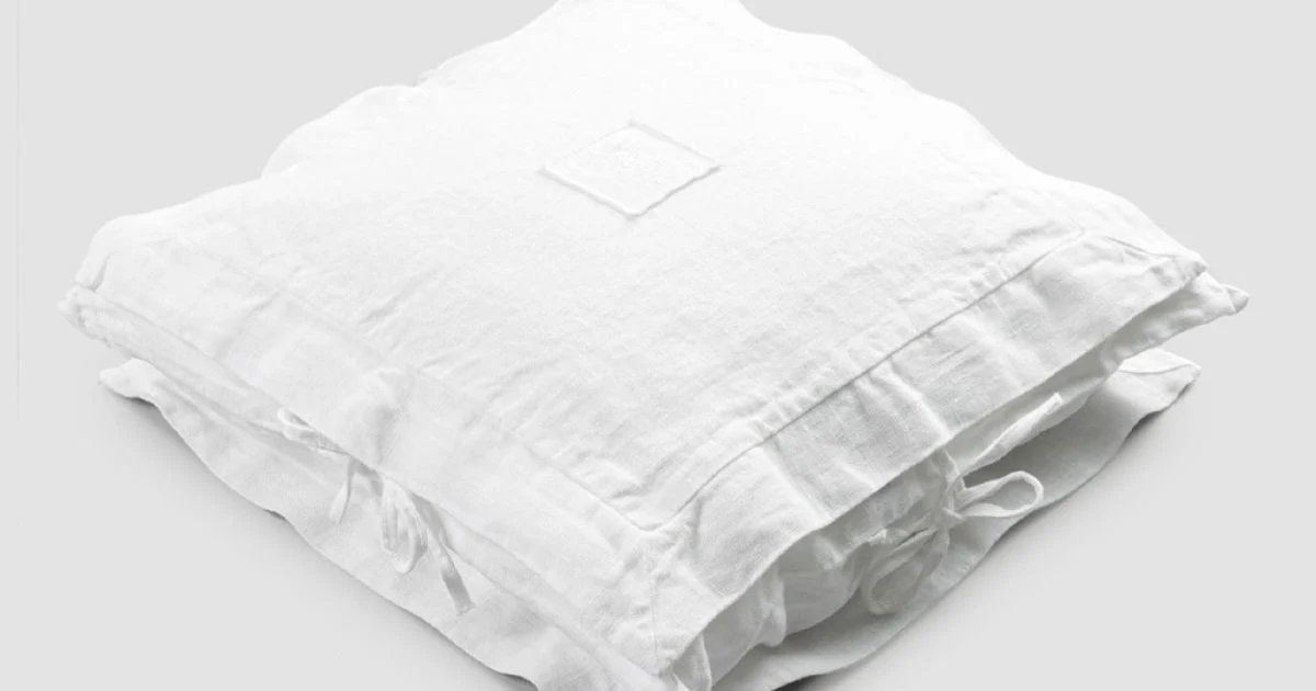 Federa Quadrata in Lino Pesante Bianco e Laccetti Made in Italy - Matero