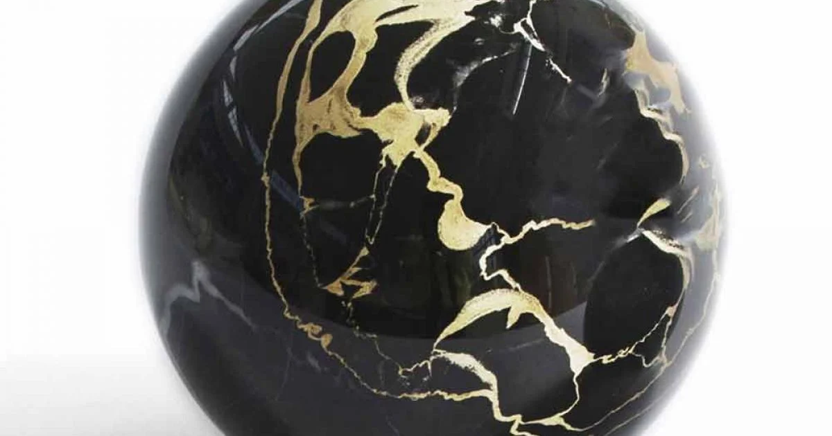 Fermacarte a Sfera in Marmo Nero Portoro Lucido Qualità Made in Italy- Sphere