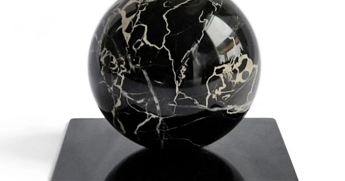 Fermacarte in Metallo con Sfera in Marmo Made in Italy - Watari