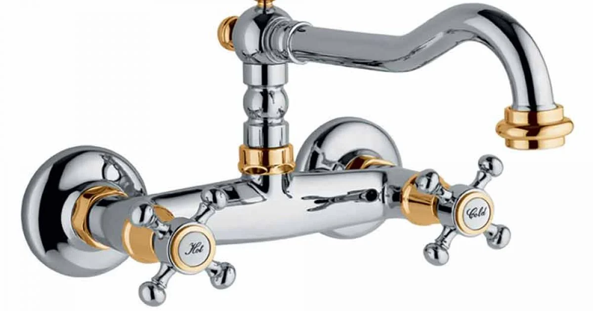 Gruppo Stile Classico per Lavabo Cucina a Parete in Ottone Made in Italy - Limo