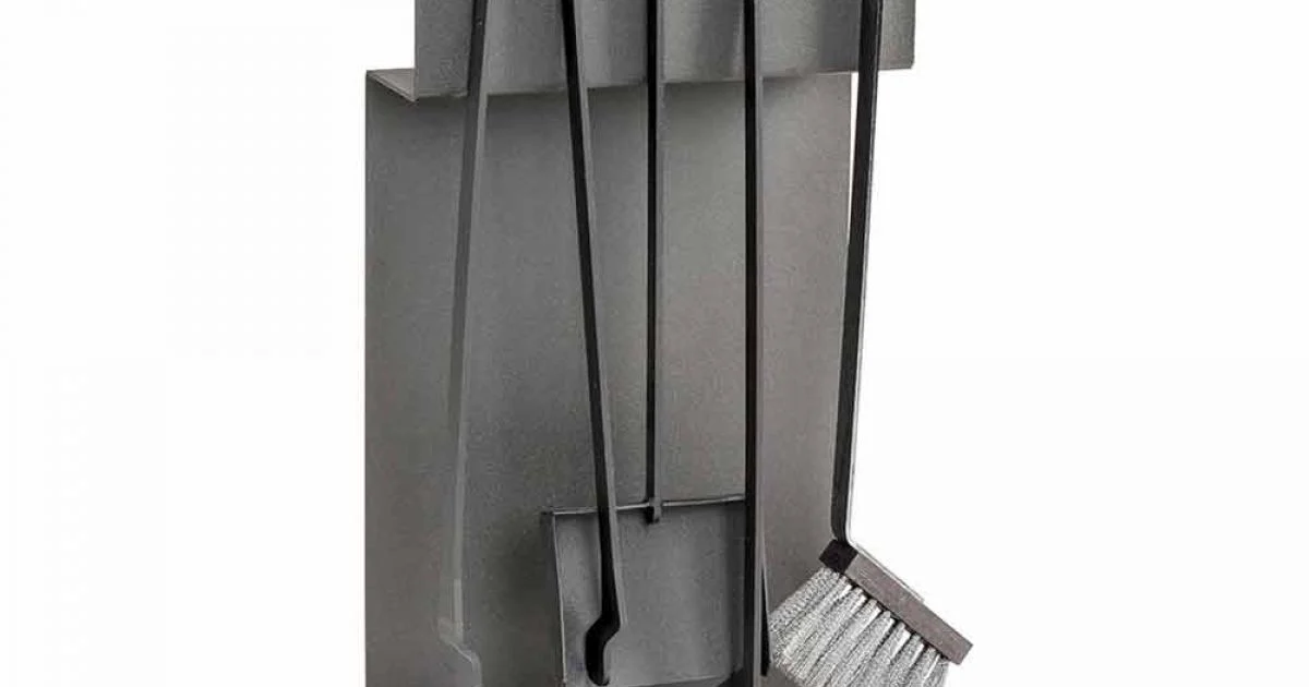 Insieme di 4 Strumenti in Acciaio Nero per il Camino Made in Italy - Rachel
