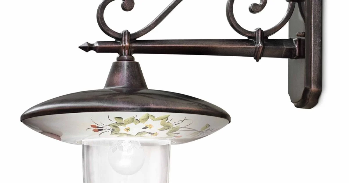 Lampada a Muro Giardino in Alluminio Nero Fiori Dipinti a Mano - Latina