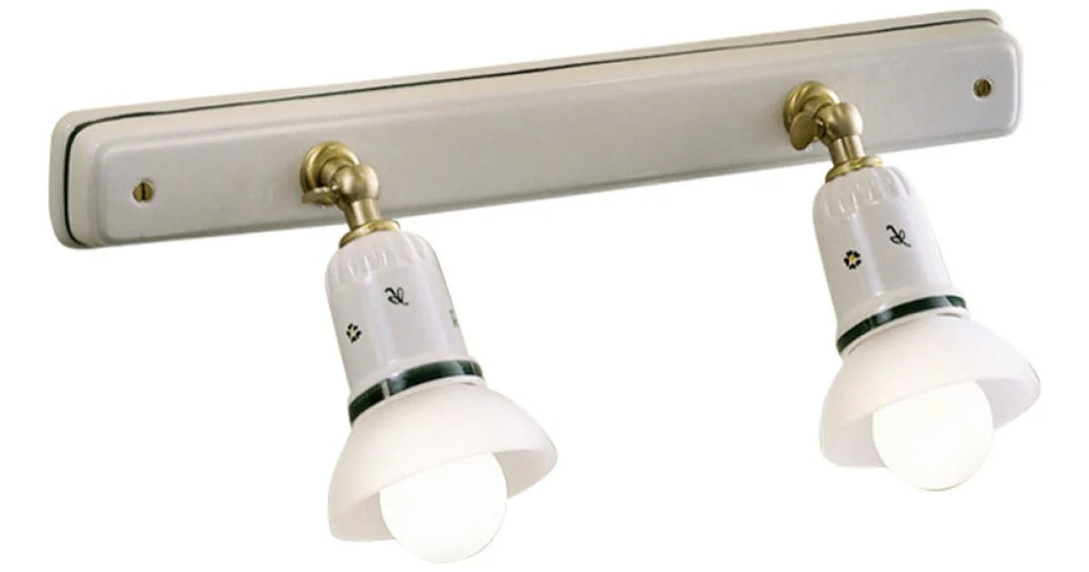 Lampada a Parete 2 o 3 Faretti Ottone e Ceramica Dipinta a Mano - Savona