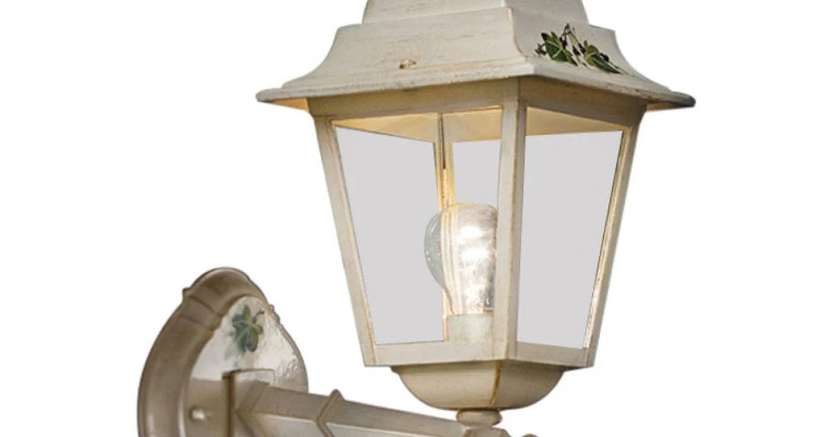 Lampada a Parete Giardino in Alluminio Bianco Decorato a Mano - Gorizia