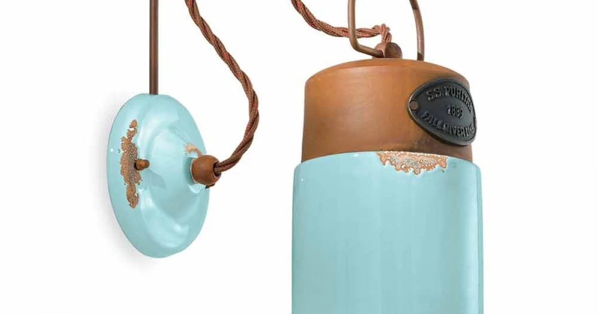 Lampada a parete in ceramica e ferro ruggine Desiree Ferroluce