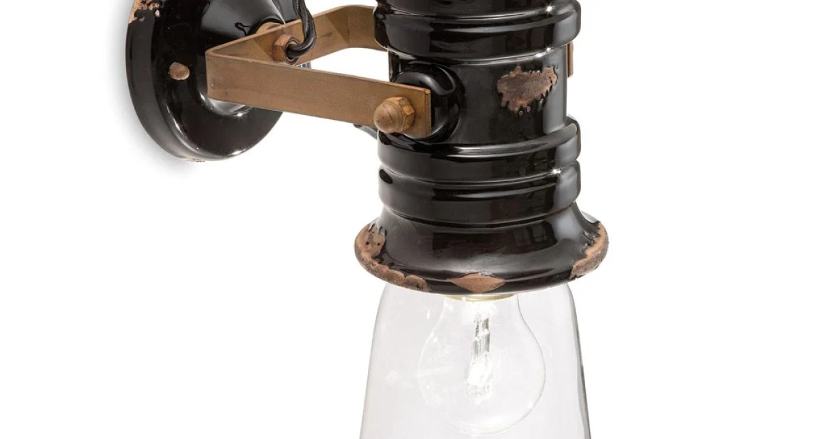 Lampada a Parete in Ferro e Ceramica Fatta a Mano Industriale - Urban