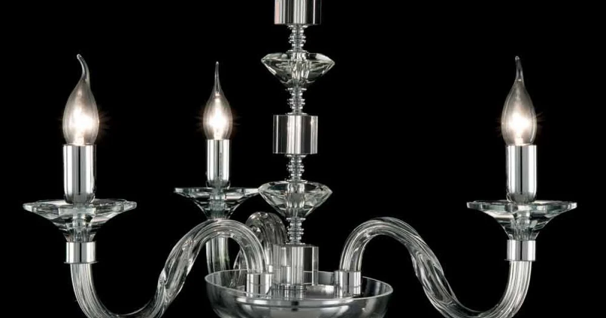 Lampada a sospensione a 3 luci in vetro e cristallo Ivy, made in Italy