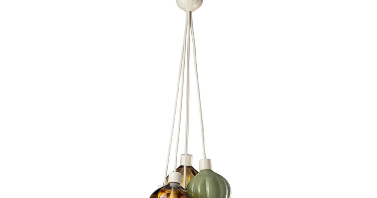 Lampada a Sospensione con 6 Elementi in Ceramica e Vetro Made in Italy - Afoxe