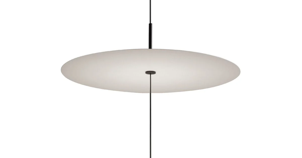 Lampada a Sospensione in Alluminio con Piatto Bianco e Cono Nero - Padel