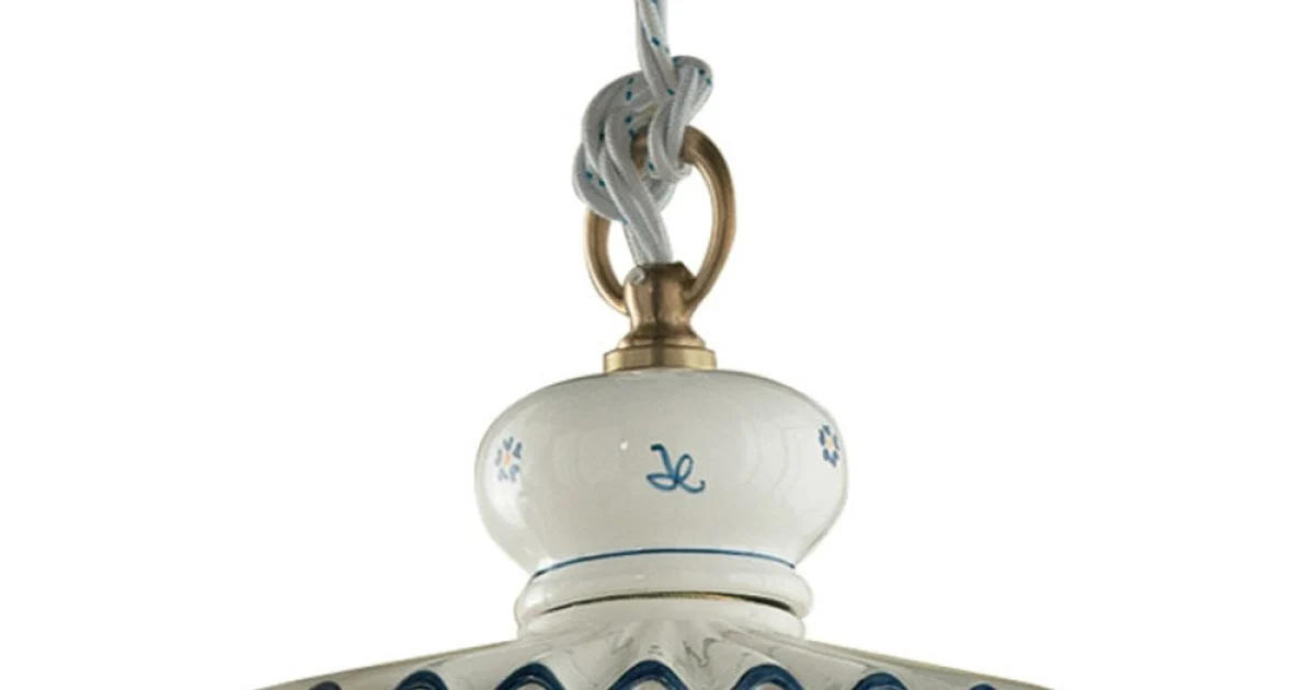 Lampada a Sospensione in Ceramica Artigianale Decorata a Mano - Roma