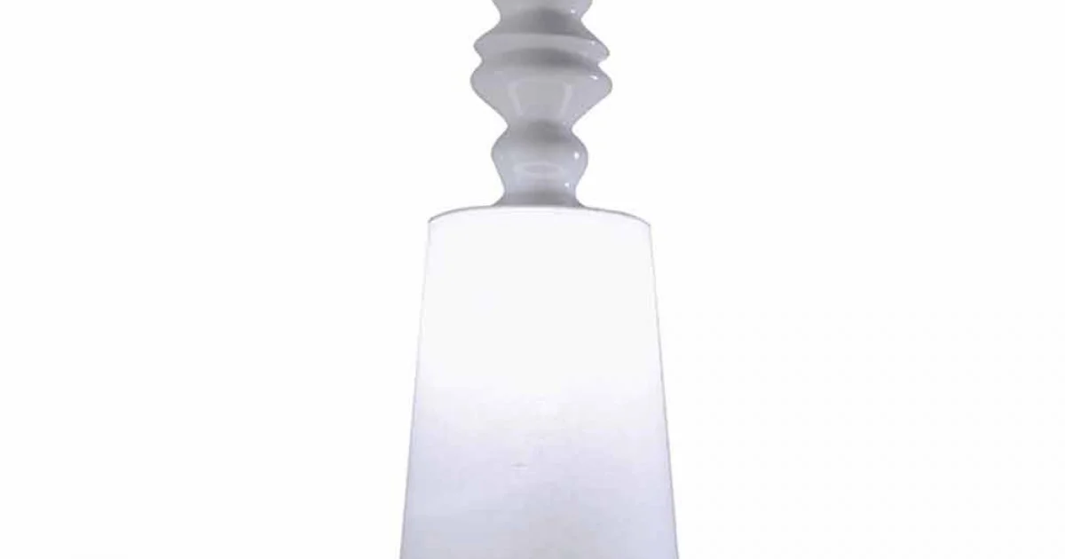 Lampada a Sospensione in Ceramica Bianca Paralume in Lino Lungo Design - Cadabra