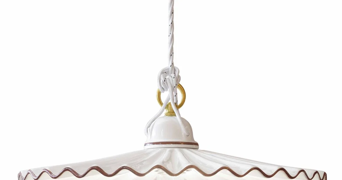 Lampada a sospensione in ceramica con decoro Ferroluce L'Aquila