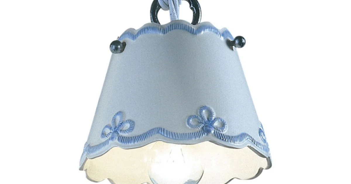 Lampada a sospensione in ceramica con fascia colorata Ferroluce