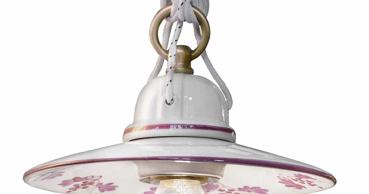 Lampada a Sospensione in Ceramica Dipinta a Mano e Ferro Design - Asti