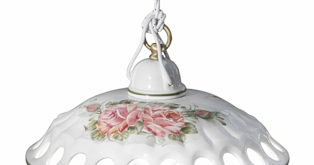 Lampada a Sospensione in Ceramica Fatta a Mano in Italia con Passanastri - Napoli