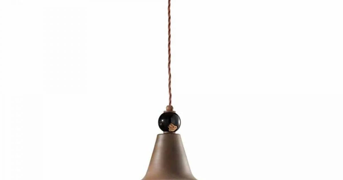 Lampada a sospensione in ferro corten e ceramica Lois Ferroluce