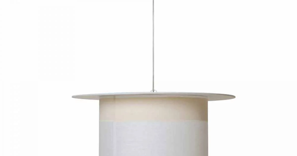 Lampada a Sospensione in Lino Bianco Design a Cilindro, Made in Italy - Magia