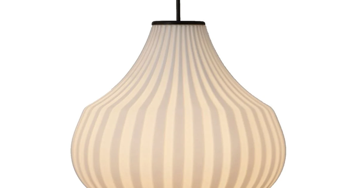 Lampada a Sospensione in Vetro Bianco in Filigrana Design a Punta - Caravan