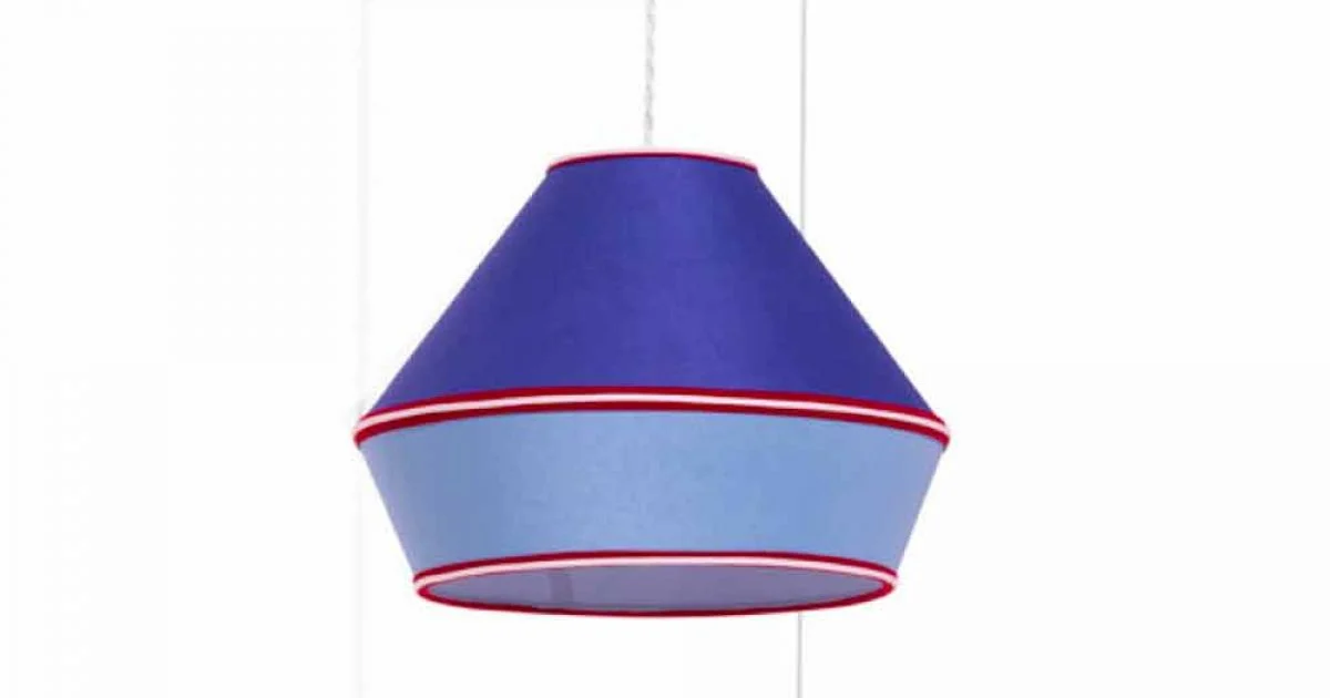 Lampada a Sospensione Moderna con Paralume in Cotone Blu Made in Italy - Soya