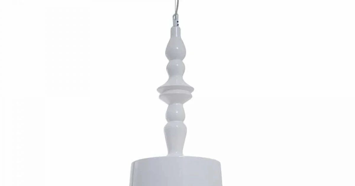 Lampada a Sospensione Paralume Corto in Ceramica Bianca Lucida Design - Cadabra