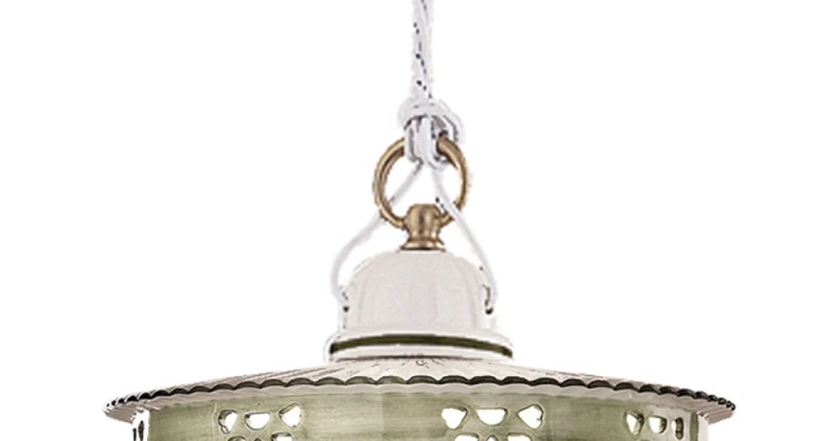 Lampada a Sospensione Vintage Ceramica e Ferro Fatta a Mano - Alessandria