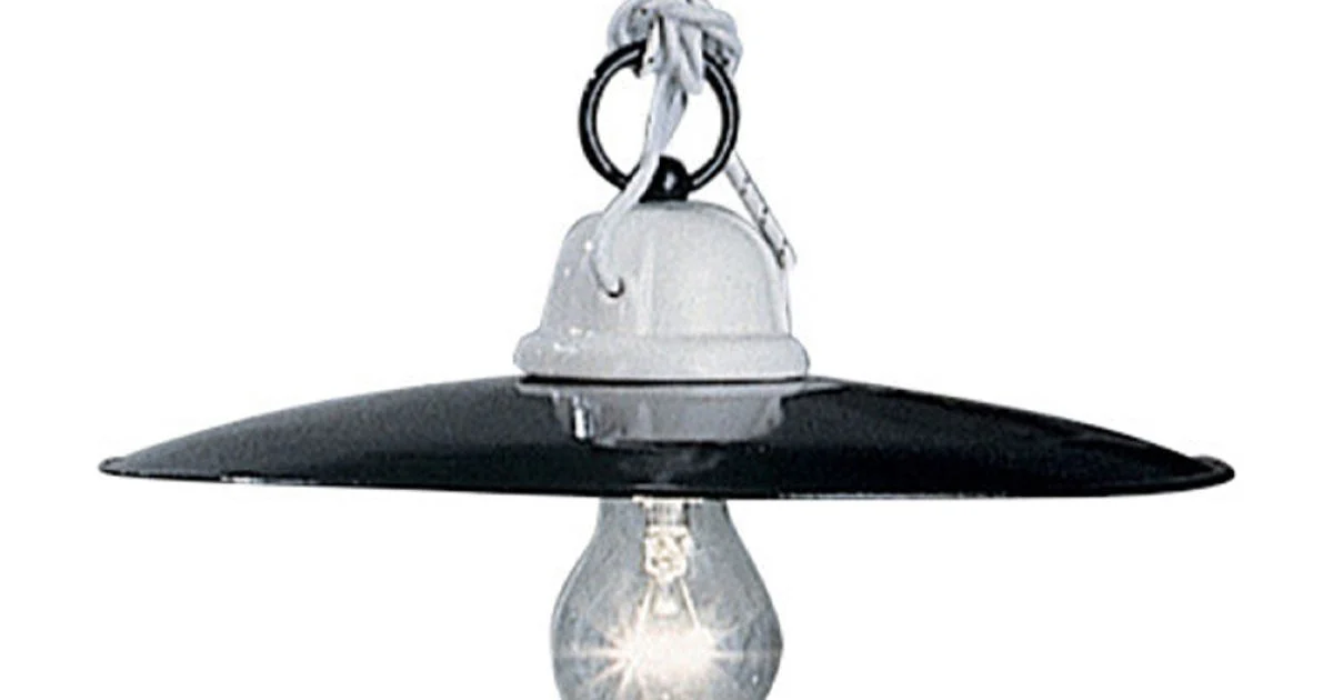 Lampada a Sospensione Vintage in Ceramica Bianca e Metallo Nero - Potenza