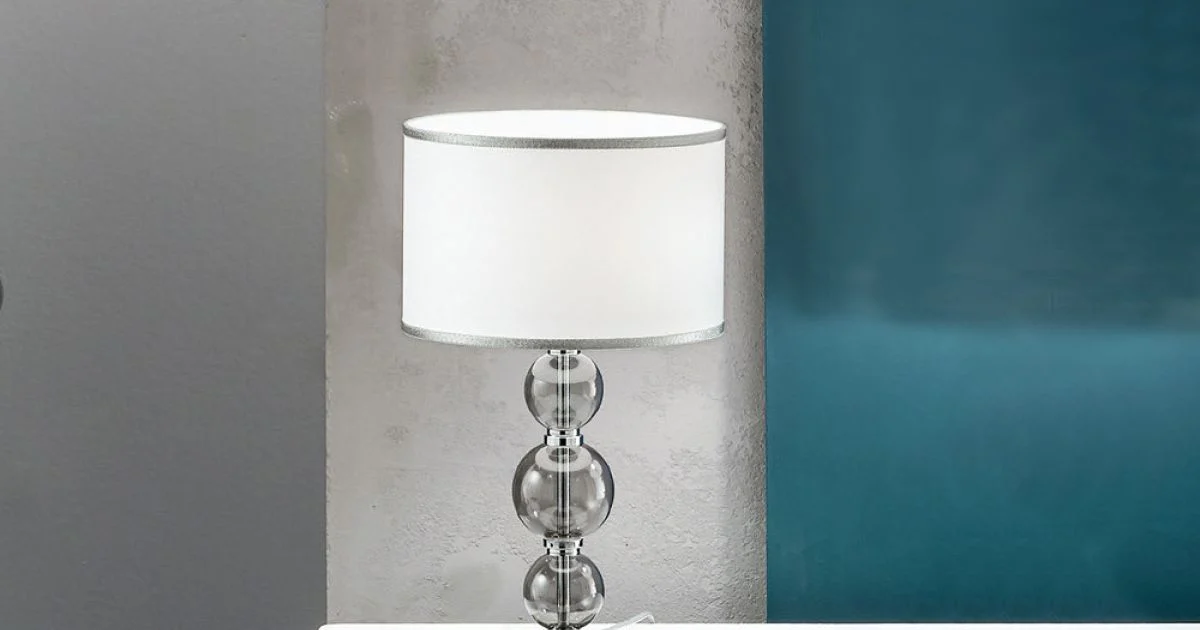 Lampada da Tavolo Classica in Vetro Artigianale Italiano e Metallo - Memore