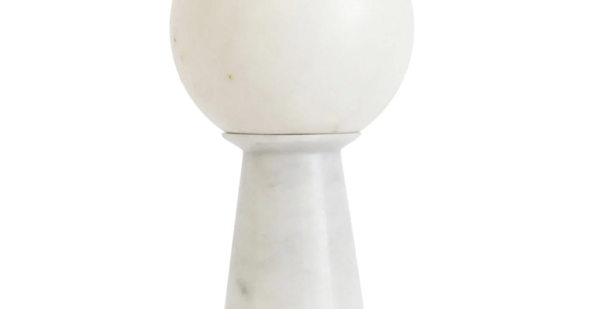 Lampada Conica con Sfera Bianca e Base in Marmo Made in Italy - Tobio