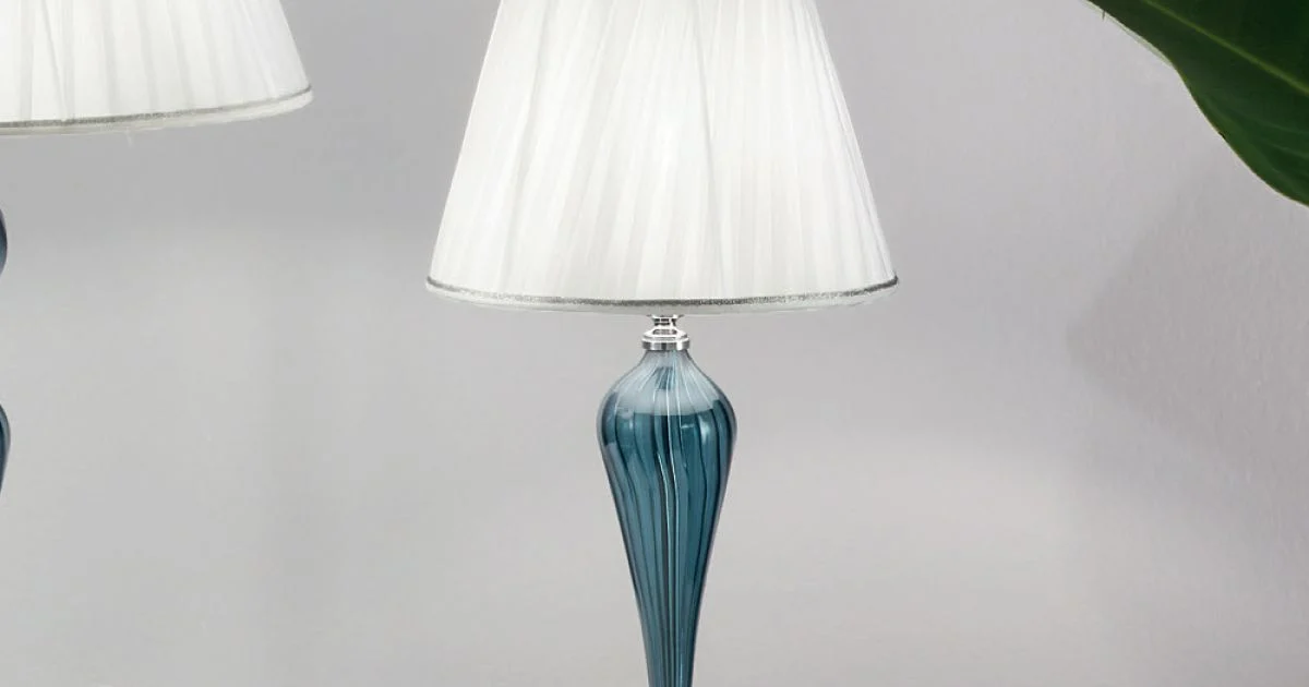 Lampada da Appoggio Classica Vetro Fatto a Mano Rigaton e Metallo - Fievole