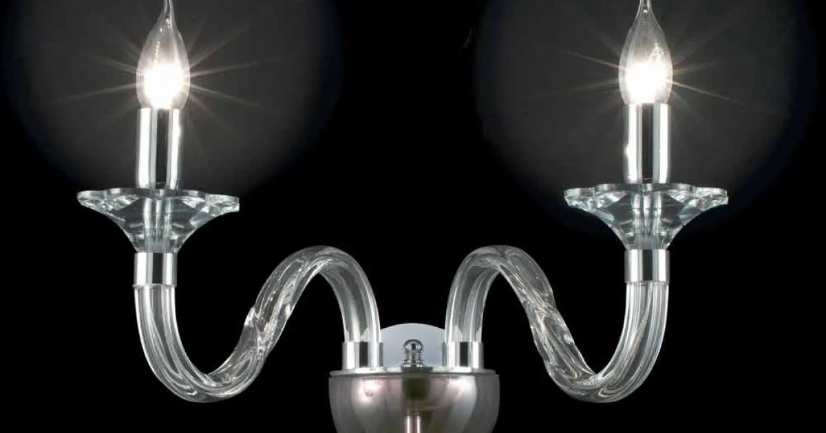 Lampada da parete a due luci in vetro e cristallo Ivy, made in Italy
