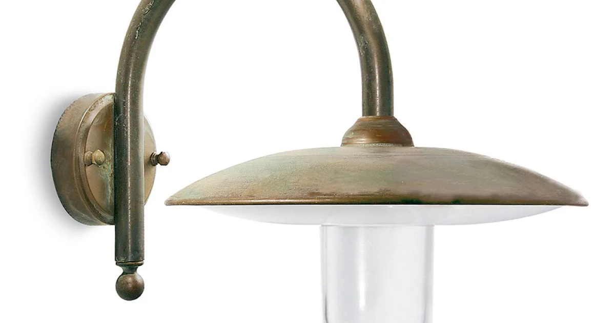 Lampada da Parete per Esterno in Ottone Vintage e Vetro Trasparente - Drago