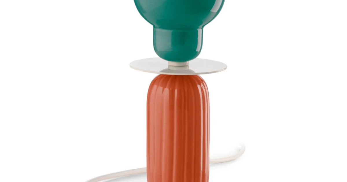 Lampada da Tavolo Alta in Ceramica di 2 Colori Made in Italy - Berimbau